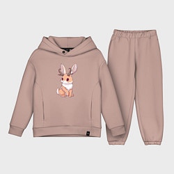 Детский костюм оверсайз Кролик с рожками - кролик олень, цвет: пыльно-розовый