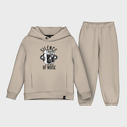 Детский костюм оверсайз Тишина - худший из шумов, цвет: миндальный