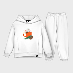 Детский костюм оверсайз Новогодняя кружка с какао, цвет: белый