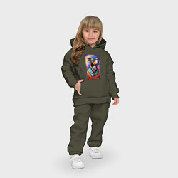 Детский костюм оверсайз Питбуль космонавт - нейросеть, цвет: хаки — фото 2