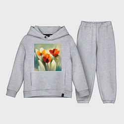 Детский костюм оверсайз Тюльпаны в стиле импрессионизм, цвет: меланж