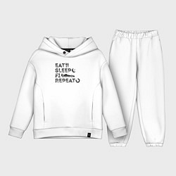 Детский костюм оверсайз Eat sleep F1, цвет: белый