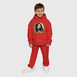 Детский костюм оверсайз Прекрасный Граффити Портрет Боб Марли, цвет: красный — фото 2