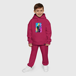 Детский костюм оверсайз Гомер Симпсон - киберпанк, цвет: маджента — фото 2