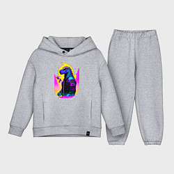 Детский костюм оверсайз Cool dinosaur - cyberpunk - neural network, цвет: меланж