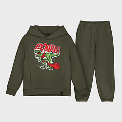 Детский костюм оверсайз Santa t rex gifts, цвет: хаки