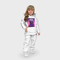 Детский костюм оверсайз Еж в очках и неоновом свете, цвет: белый — фото 2