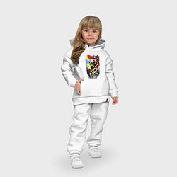 Детский костюм оверсайз Skull - pop art - sketch, цвет: белый — фото 2