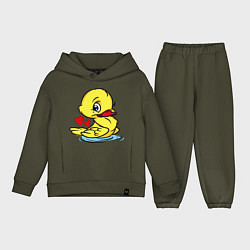 Детский костюм оверсайз Duckling hearts, цвет: хаки