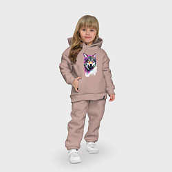 Детский костюм оверсайз Волчья морда - поп-арт - цвет, цвет: пыльно-розовый — фото 2