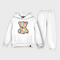 Детский костюм оверсайз Медведь в цветах, цвет: белый