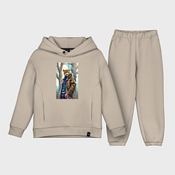 Детский костюм оверсайз Городской леопард - нейросеть, цвет: миндальный