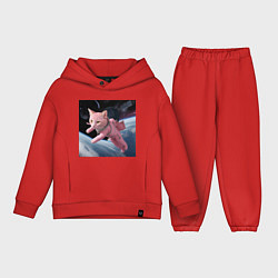 Детский костюм оверсайз Котик pink астронавт, цвет: красный