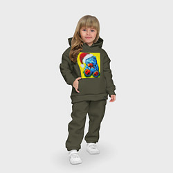 Детский костюм оверсайз Плюшевый синий Санта мишка, цвет: хаки — фото 2