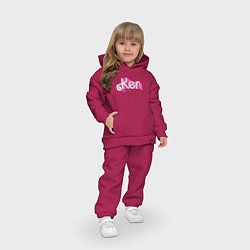Детский костюм оверсайз Кен - объемными розовыми буквами, цвет: маджента — фото 2