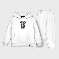 Детский костюм оверсайз Симпатичная панда в капюшоне, цвет: белый