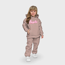 Детский костюм оверсайз Ангелина в стиле Барби - объемный шрифт, цвет: пыльно-розовый — фото 2