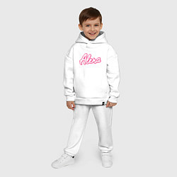 Детский костюм оверсайз Алена в стиле барби - объемный шрифт, цвет: белый — фото 2