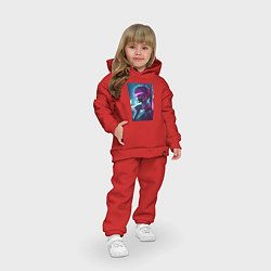 Детский костюм оверсайз Кибер девчонка - нейросеть, цвет: красный — фото 2