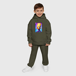 Детский костюм оверсайз Cyber Bart Simpson - ai art, цвет: хаки — фото 2