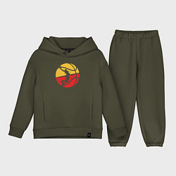 Детский костюм оверсайз Red yellow basketball, цвет: хаки