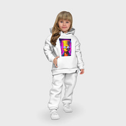 Детский костюм оверсайз Портрет Барта Симпсона - киберпанк, цвет: белый — фото 2