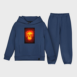 Детский костюм оверсайз Череп из огня, цвет: тёмно-синий
