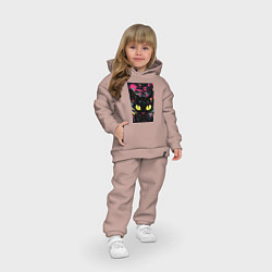 Детский костюм оверсайз Кот граффити, цвет: пыльно-розовый — фото 2