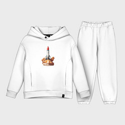 Детский костюм оверсайз Взлет космической ракеты, цвет: белый