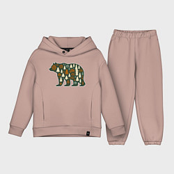 Детский костюм оверсайз Медведь и тайга, цвет: пыльно-розовый