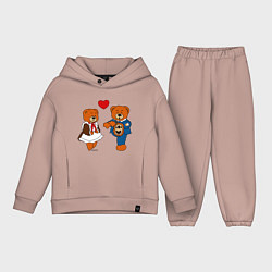 Детский костюм оверсайз Мишки: Айгуль и Марат, цвет: пыльно-розовый