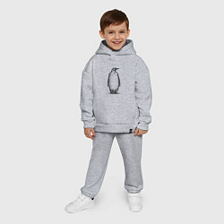 Детский костюм оверсайз Пингвин стоит, цвет: меланж — фото 2