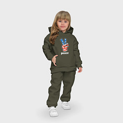 Детский костюм оверсайз USA peace, цвет: хаки — фото 2