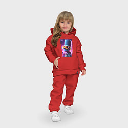 Детский костюм оверсайз Неоновый Барт Симпсон - киберпанк, цвет: красный — фото 2