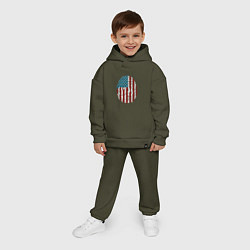 Детский костюм оверсайз Отпечаток США, цвет: хаки — фото 2