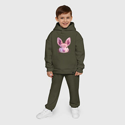 Детский костюм оверсайз Розовый заяц - портрет кролика, цвет: хаки — фото 2
