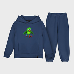 Детский костюм оверсайз Зелёный скейтбордист, цвет: тёмно-синий