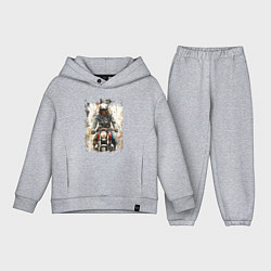 Детский костюм оверсайз Акварель -мотоциклист, цвет: меланж