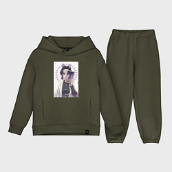 Детский костюм оверсайз Клинок, рассекающий демонов Синобу Котё, цвет: хаки