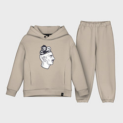 Детский костюм оверсайз Обезьяна в голове, цвет: миндальный