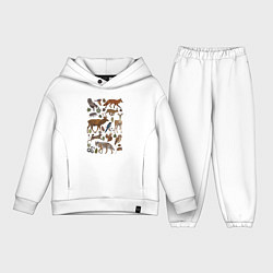 Детский костюм оверсайз Лесные животные и птицы, цвет: белый