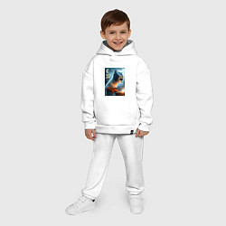 Детский костюм оверсайз Кот сварщик - нейроарт, цвет: белый — фото 2