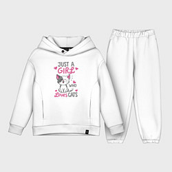 Детский костюм оверсайз Just a girl who loves cats, цвет: белый