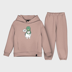 Детский костюм оверсайз С Новым годом - кот змея, цвет: пыльно-розовый