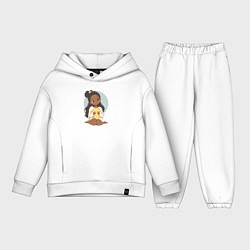 Детский костюм оверсайз Цыплёнок в руках девушки, цвет: белый