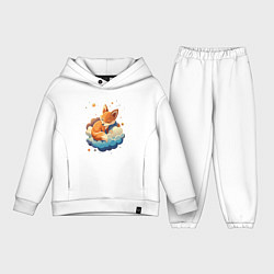 Детский костюм оверсайз Лисенок спит на облаке, цвет: белый