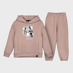 Детский костюм оверсайз Jungkook bts black-white, цвет: пыльно-розовый