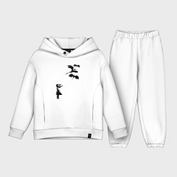 Детский костюм оверсайз Девочка и дракончики, цвет: белый