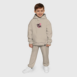 Детский костюм оверсайз Girl power black and pink, цвет: миндальный — фото 2