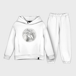 Детский костюм оверсайз Черепа лошадей, цвет: белый